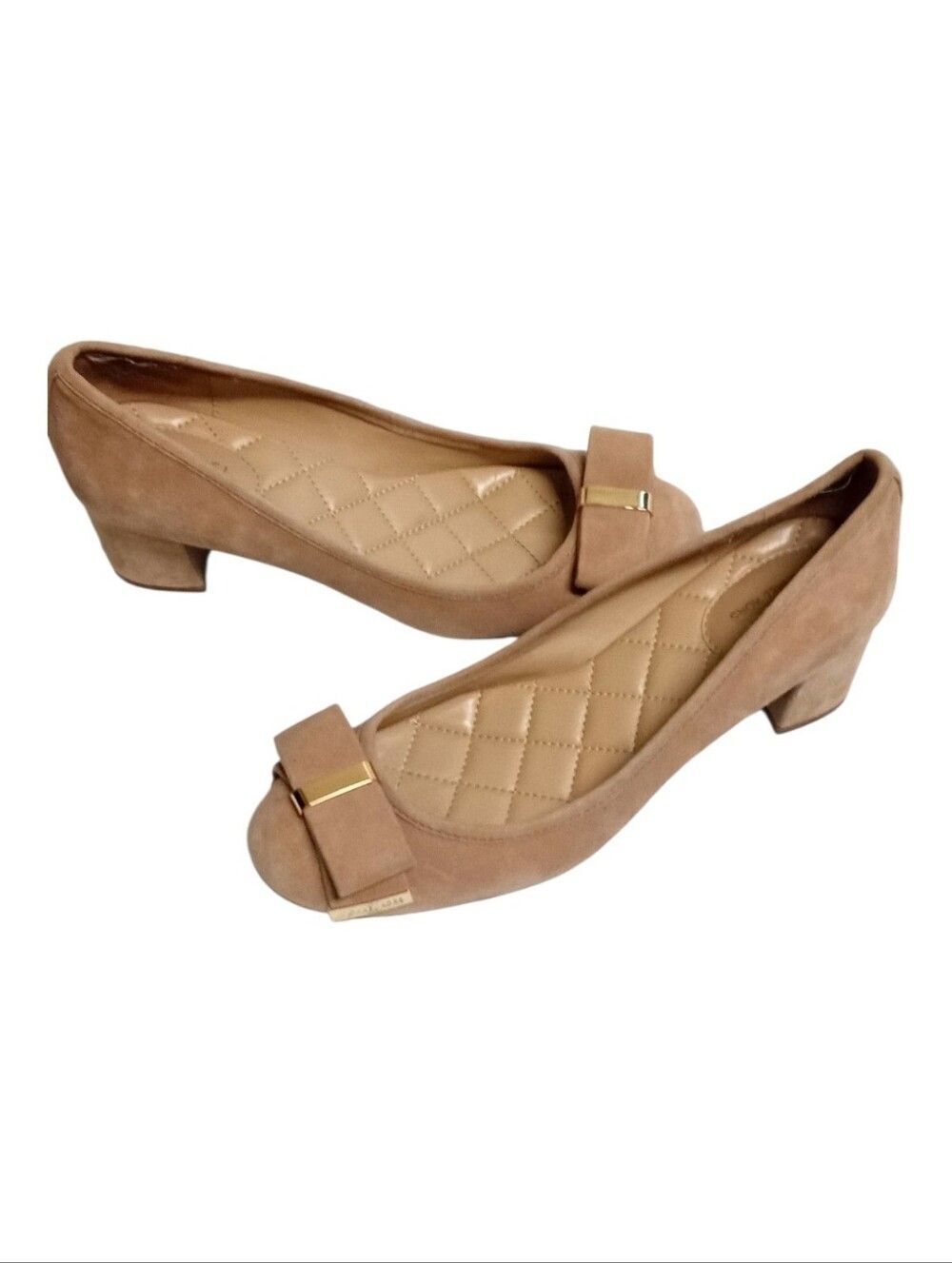 Michael Kors Suede Low Heel Bow Pumps in Tan Size 6